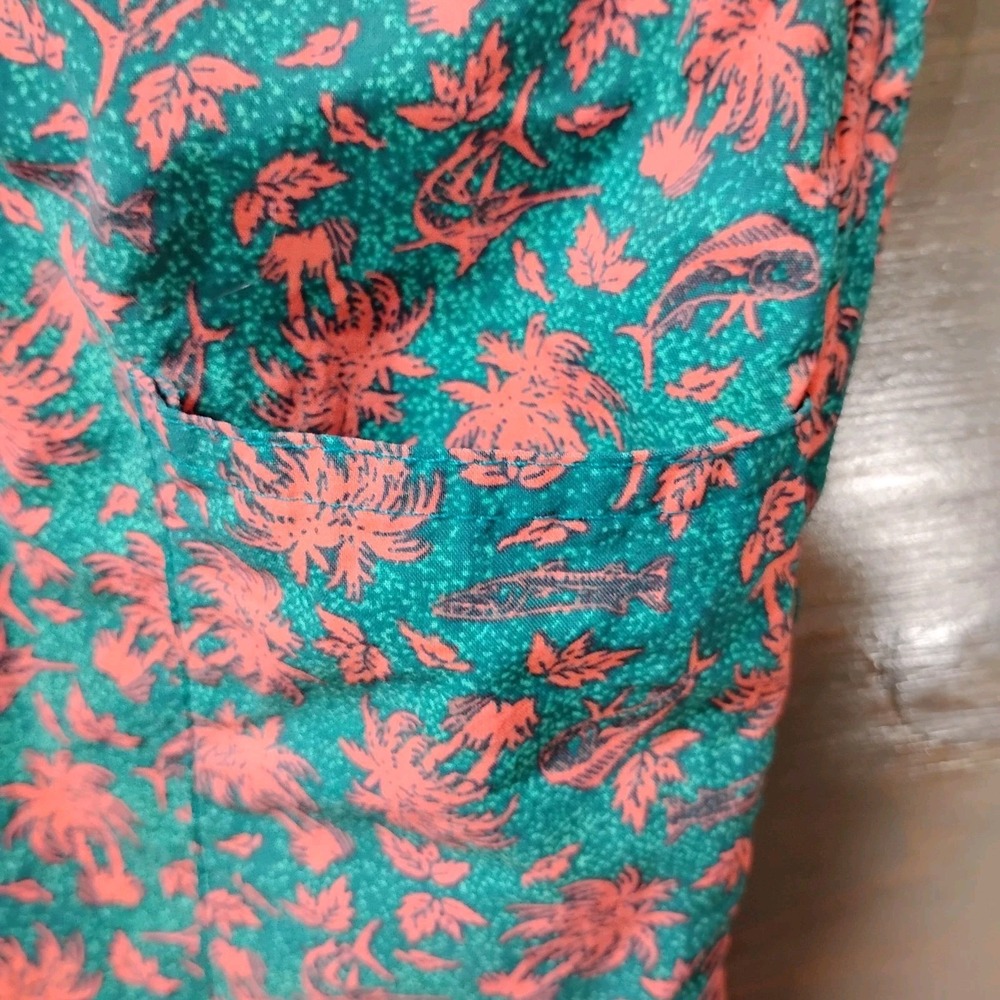 Columbia PFG Swim Trunks Mens XL Green Pink Palms AOP Elastic Waist Lined Tie 8" - Picture 6 of 10